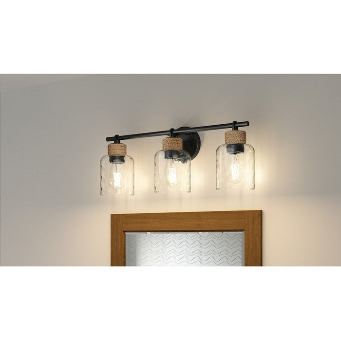 Quoizel Baltic 3 Light Bath Light, Matte Black/Clear Water