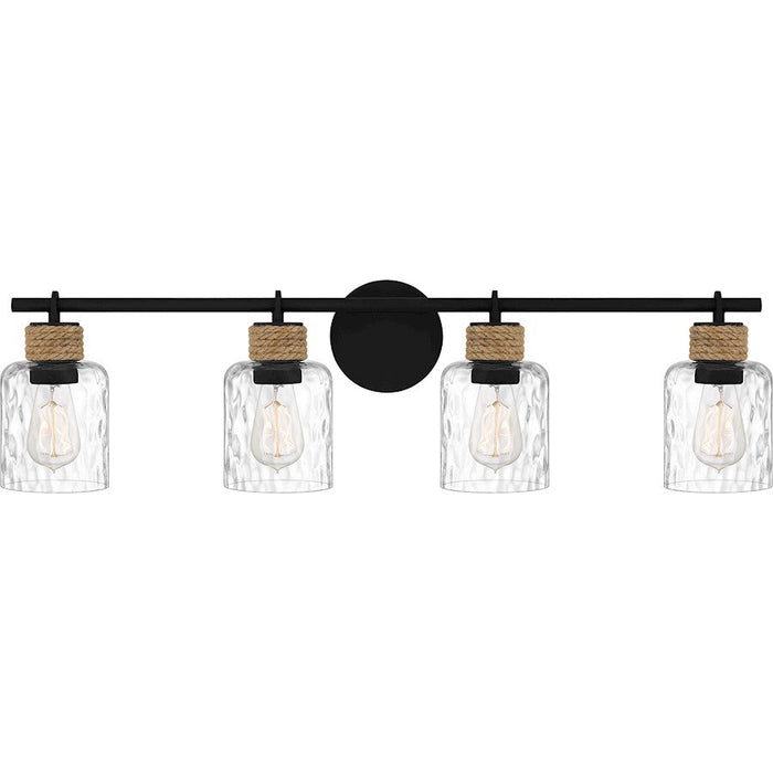 Quoizel Baltic 4 Light Bath Light, Matte Black/Clear Water