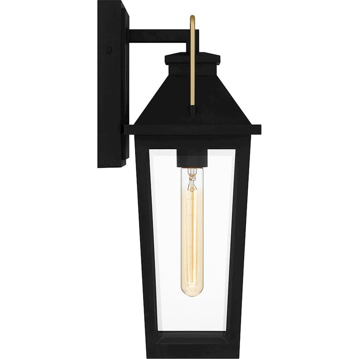 Quoizel Buckley 1 Light Outdoor Lantern, Black/Clear Beveled