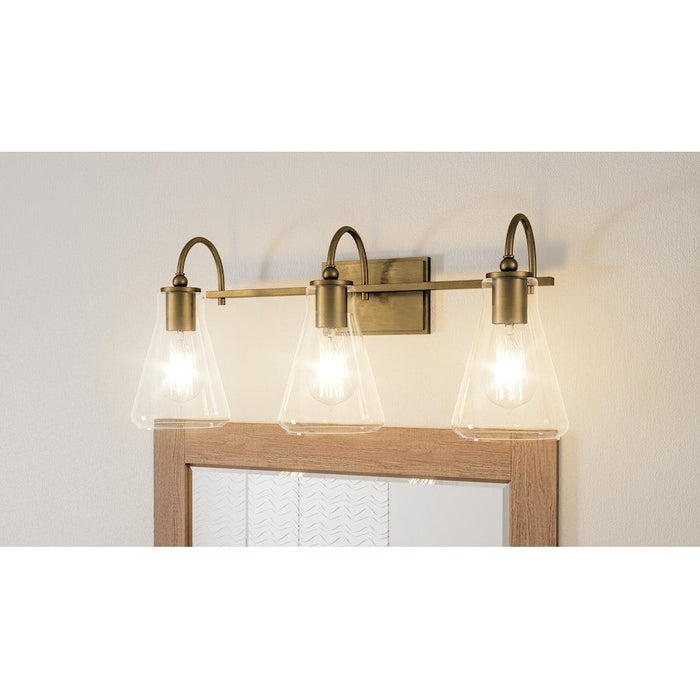 Quoizel Boyton 3 Light Bath Vanity, Weathered Brass/Clear