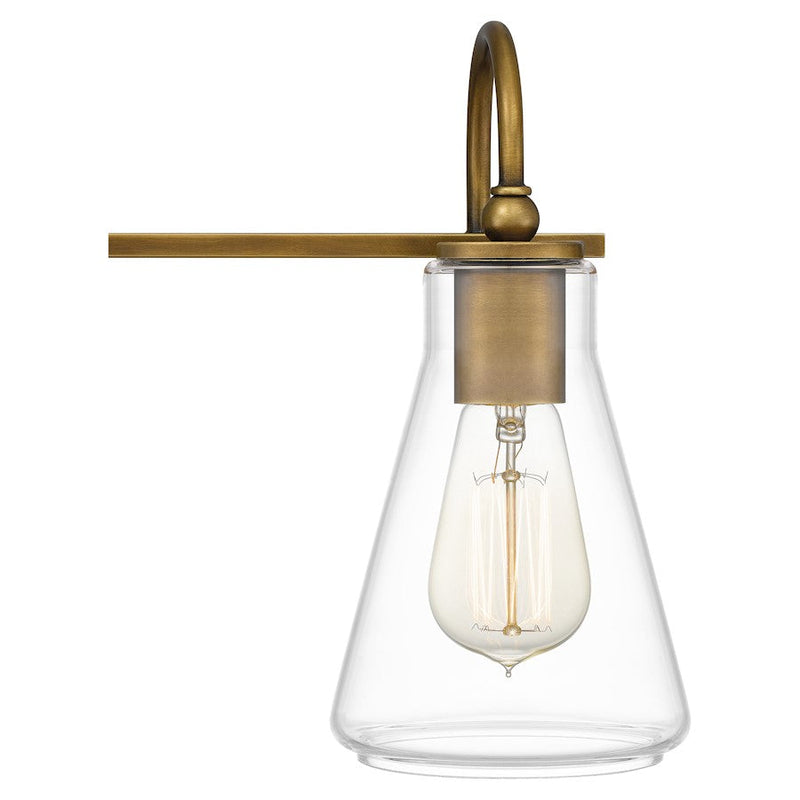 Quoizel Boyton 3 Light Bath Vanity, Weathered Brass/Clear