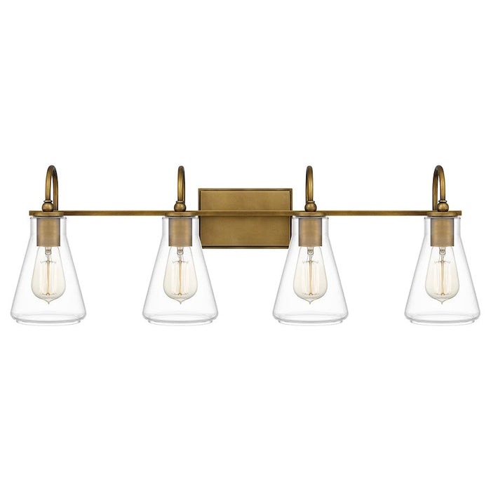 Quoizel Boyton 4 Light Bath Vanity, Weathered Brass/Clear