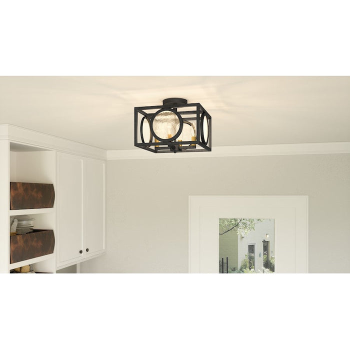 Quoizel Chalamont 4 Light Semi-Flush Mount, Black/Clear Texture - CHT1712EK