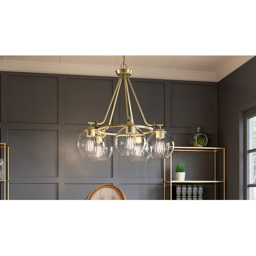 Quoizel Celadon 5 Light Chandelier, Aged Brass/Clear - CLD5025AB