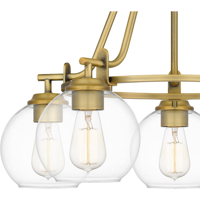 Quoizel Celadon 5 Light Chandelier, Aged Brass/Clear