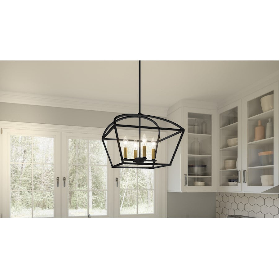 Quoizel Concho Bay 4 Light Pendant, Matte Black - COB2816MBK