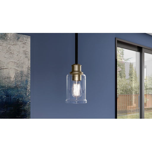 Quoizel Cox 1 Light Mini Pendant, Matte Black/Clear