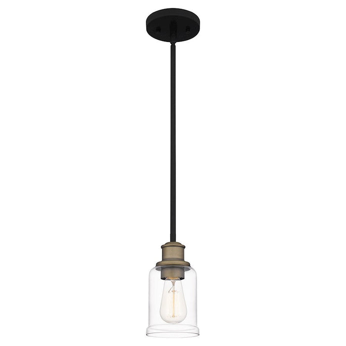 Quoizel Cox 1 Light Mini Pendant, Matte Black/Clear