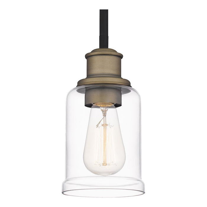 Quoizel Cox 1 Light Mini Pendant, Matte Black/Clear