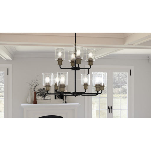 Quoizel Cox 10 Light Chandelier, Matte Black/Clear - COX5030MBK