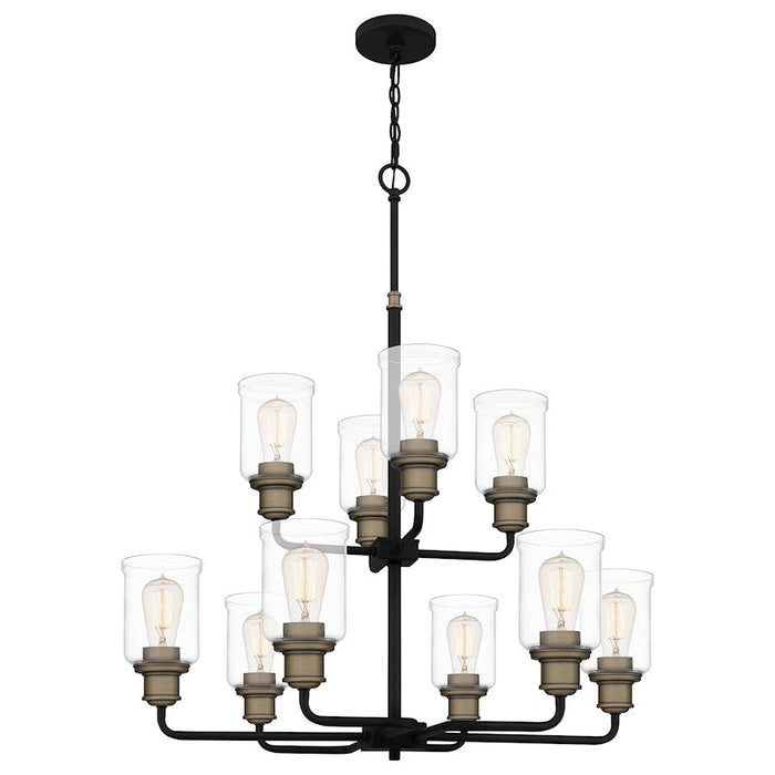 Quoizel Cox 10 Light Chandelier, Matte Black/Clear