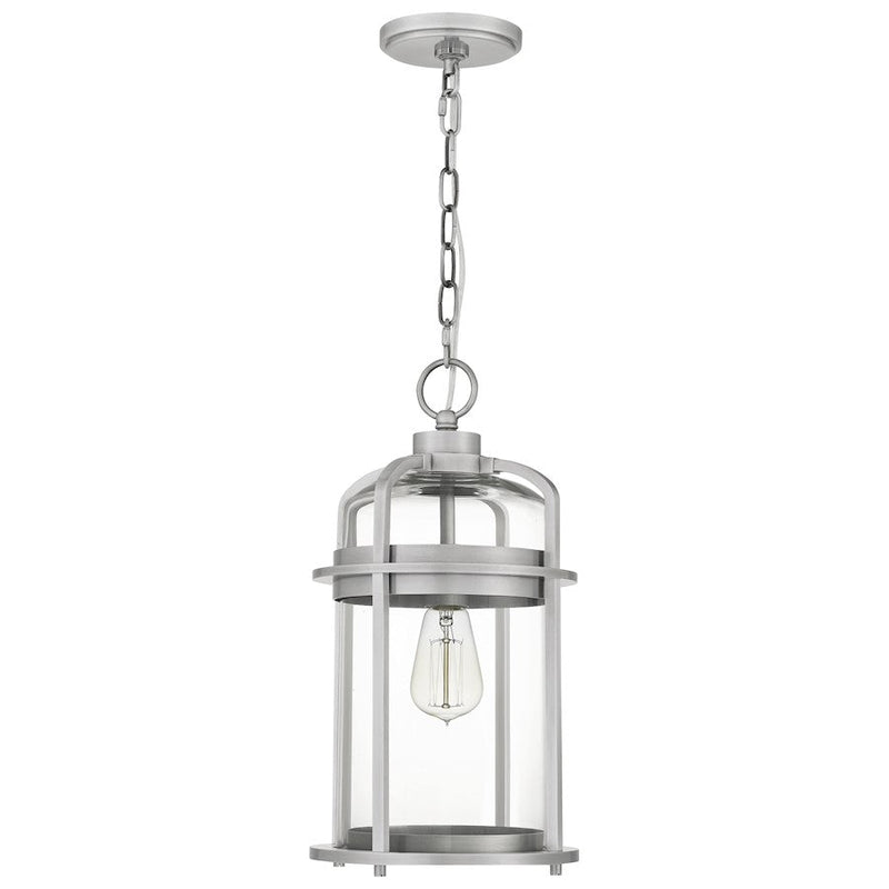 Quoizel Carrington 1 Light Mini Pendant, Industrial Aluminum/Clear