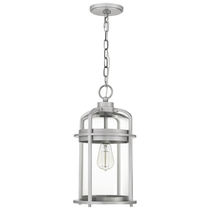 Quoizel Carrington 1 Light Mini Pendant, Industrial Aluminum/Clear