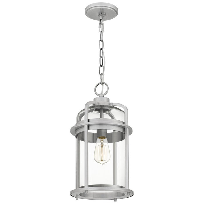 Quoizel Carrington 1 Light Mini Pendant, Industrial Aluminum/Clear