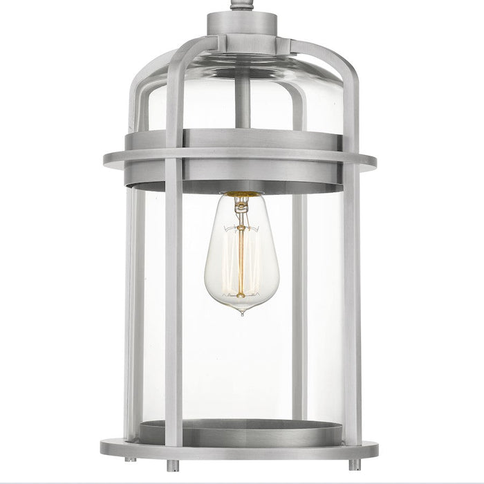 Quoizel Carrington 1 Light Mini Pendant, Industrial Aluminum/Clear