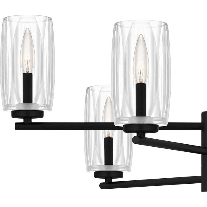 Quoizel Cunningham 6 Light Chandelier, Matte Black/Clear Crystal