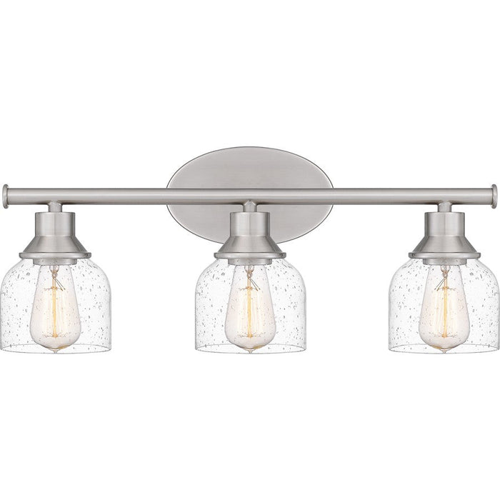 Quoizel Caverly 3 Light Bath Light, Brushed Nickel/Clear Seedy - CVL8622BN