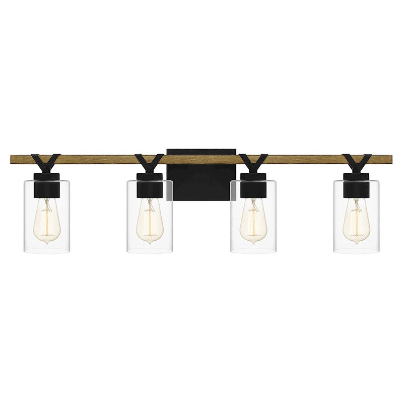 Quoizel Devon Court 4 Light Bath Vanity, Matte Black/Clear