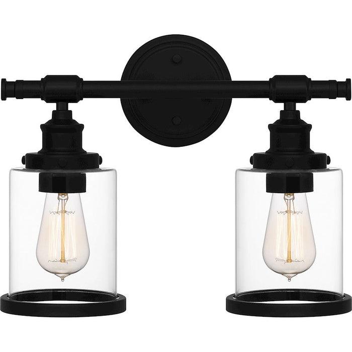 Quoizel Dixie 2 Light Bath Light, Matte Black/Clear - DIX8615MBK