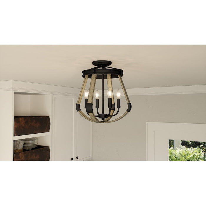 Quoizel Demura 4 Light Semi-Flush Mount, Matte Black