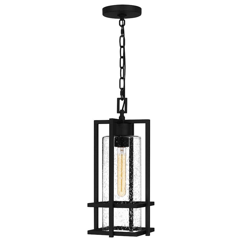 Quoizel Damien 1 Light Mini Pendant, Earth Black/Clear Seeded