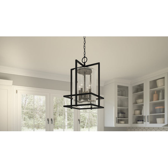 Quoizel Damien 4 Light Pendant, Earth Black/Clear Seedy