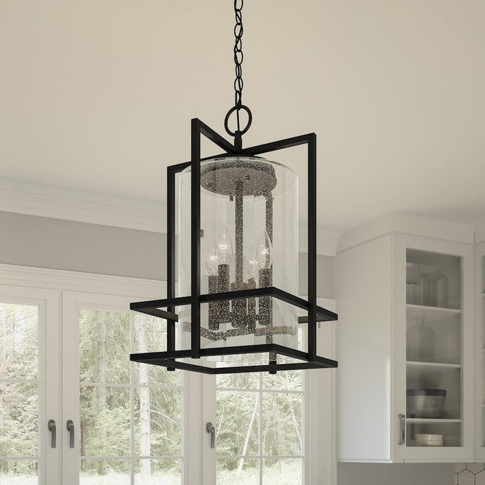 Quoizel Damien 4 Light Pendant, Earth Black/Clear Seedy