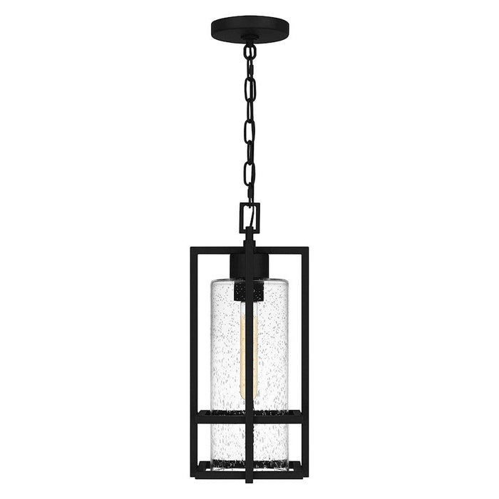 Quoizel Damien 1 Light Outdoor Lantern, Earth Black/Clear Seeded