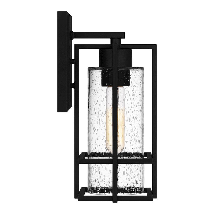 Quoizel Damien 1 Light Outdoor Lantern, Earth Black/Clear Seeded