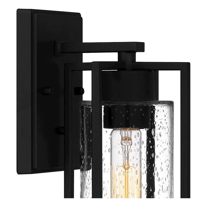 Quoizel Damien 1 Light Outdoor Lantern, Earth Black/Clear Seeded