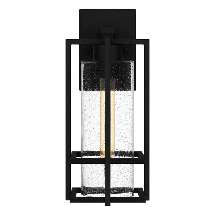 Quoizel Damien 1 Light Outdoor Lantern, Earth Black/Clear Seeded