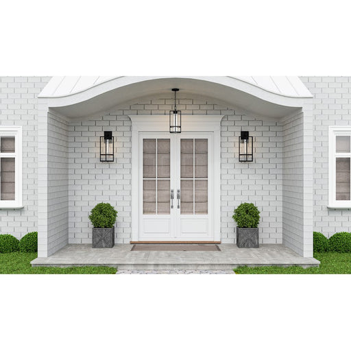 Quoizel Damien 1 Light Outdoor Lantern, Earth Black/Clear Seeded