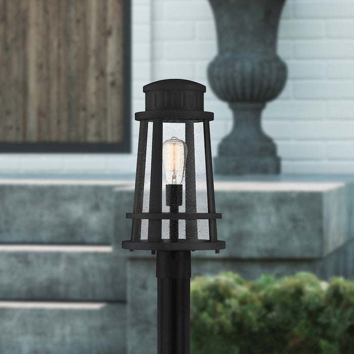 Quoizel Dunham 1 Light Outdoor Post, Earth Black/Clear Seeded Glass - DNM9010EK