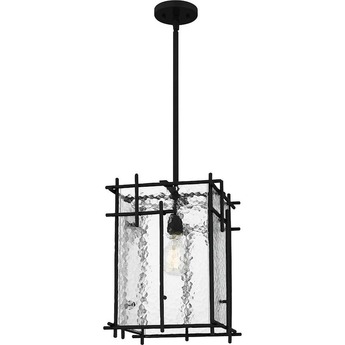 Quoizel Daphne 1 Light Mini Pendant, Matte Black/Clear Ice