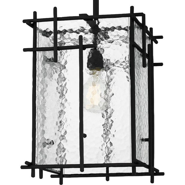 Quoizel Daphne 1 Light Mini Pendant, Matte Black/Clear Ice