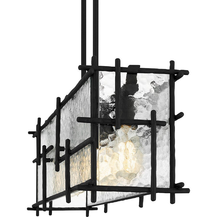 Quoizel Daphne 5 Light Island Light, Matte Black/Clear Ice