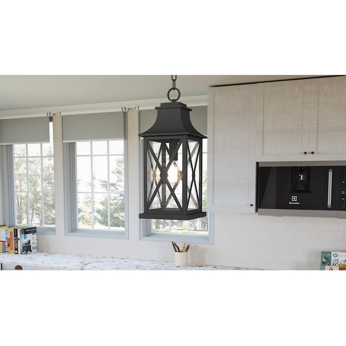 Quoizel Ellerbee 1 Light Mini Pendant, Mottled Black/Clear Seeded