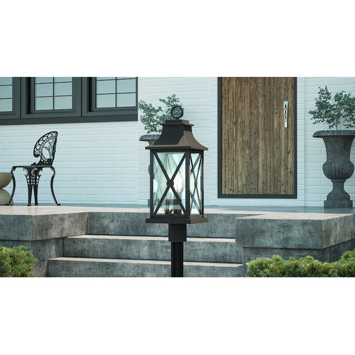 Quoizel Ellerbee 1 Light Outdoor Post Lantern, Mottled Black - ELB9009MB