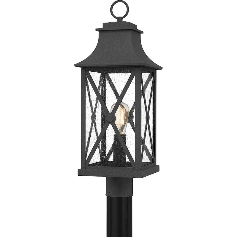 Quoizel Ellerbee 1 Light Outdoor Post Lantern, Mottled Black