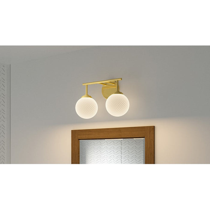 Quoizel Eloise 2 Light Bath Light, Aged Brass/Opal Etched Swirled