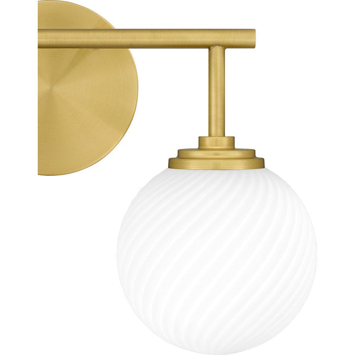 Quoizel Eloise 2 Light Bath Light, Aged Brass/Opal Etched Swirled