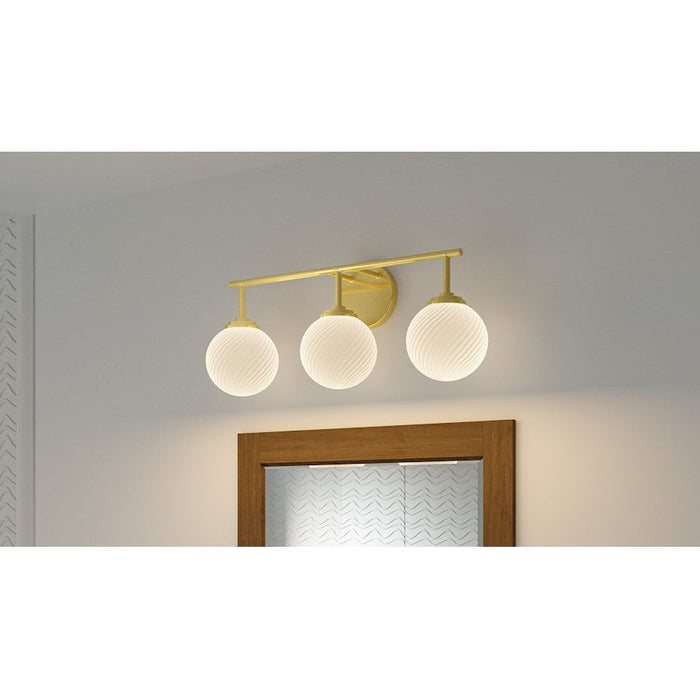 Quoizel Eloise 3 Light Bath Light, Aged Brass/Opal Etched Swirled