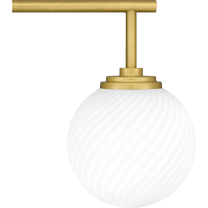 Quoizel Eloise 3 Light Bath Light, Aged Brass/Opal Etched Swirled