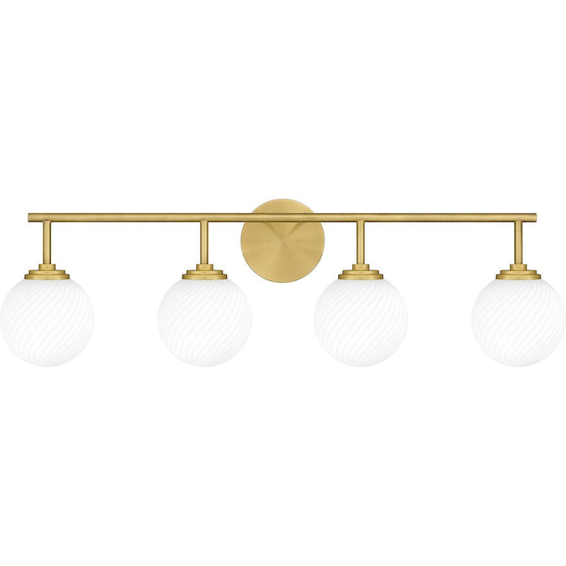 Quoizel Eloise 4 Light Bath Light, Aged Brass/Opal Etched Swirled