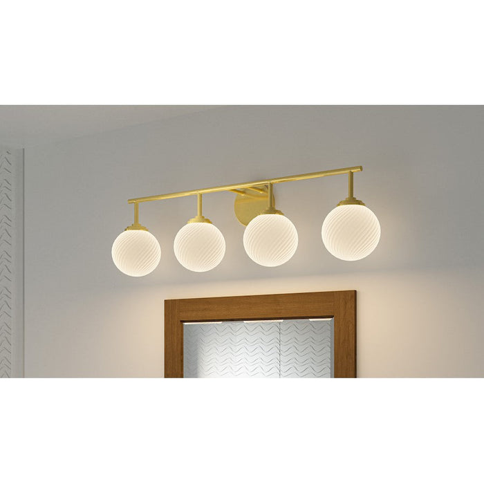 Quoizel Eloise 4 Light Bath Light, Aged Brass/Opal Etched Swirled