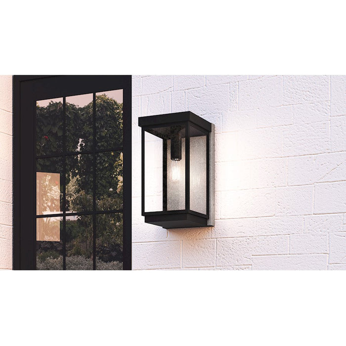 Quoizel Ezra 1 Light Outdoor Lantern, Earth Black/Clear Tempered