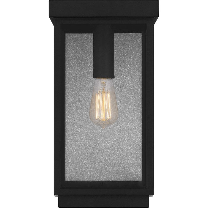 Quoizel Ezra 1 Light Outdoor Lantern, Earth Black/Clear Tempered