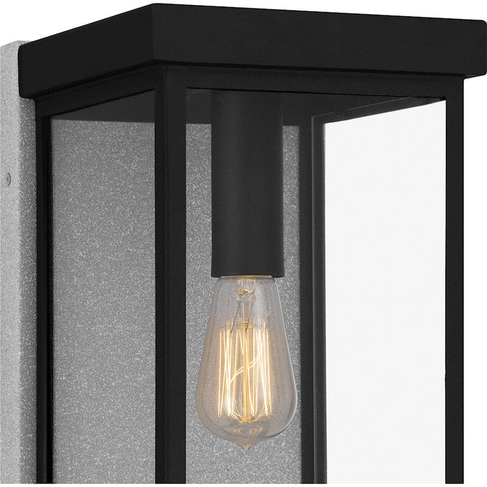 Quoizel Ezra 1 Light Outdoor Lantern, Earth Black/Clear Tempered