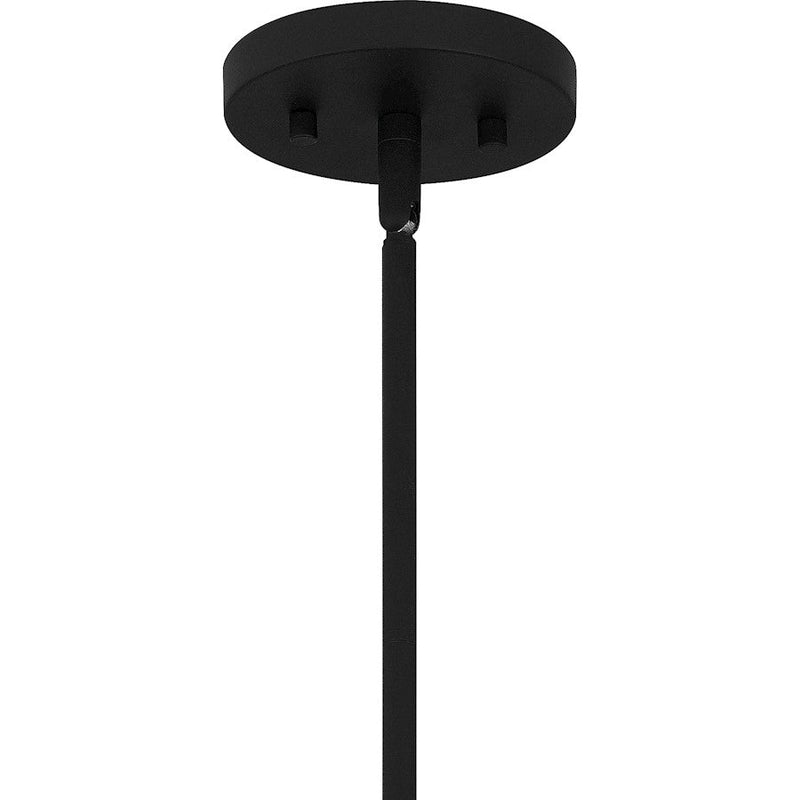 Quoizel Fortress 1 Light Mini Pendant, Earth Black/Clear Textured