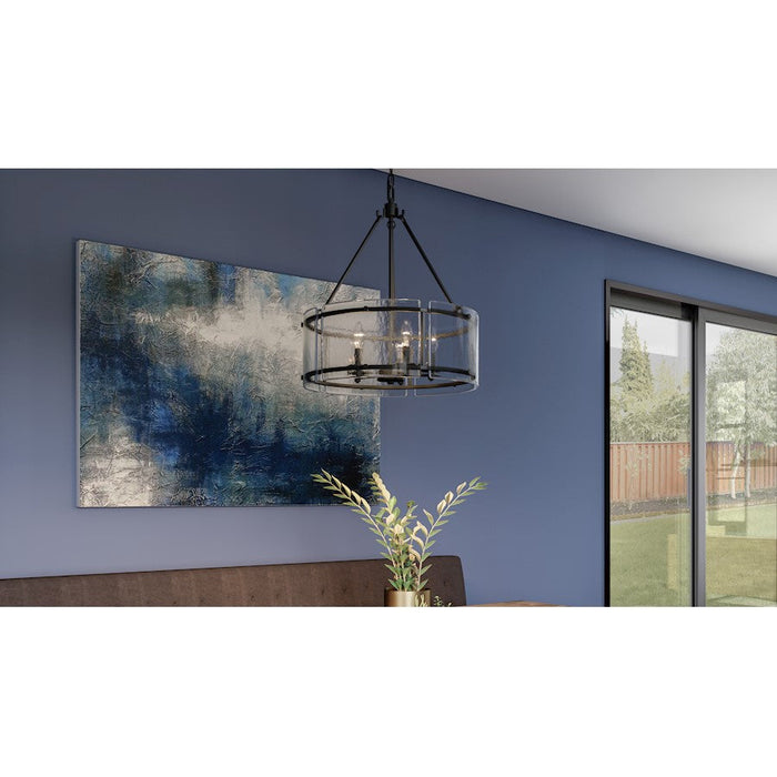 Quoizel Fortress 5 Light Pendant, Earth Black/Clear Textured - FTS2821EK